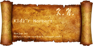 Klár Norbert névjegykártya