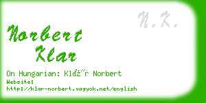 norbert klar business card